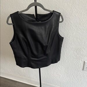 Black Leather Sleeveless Top